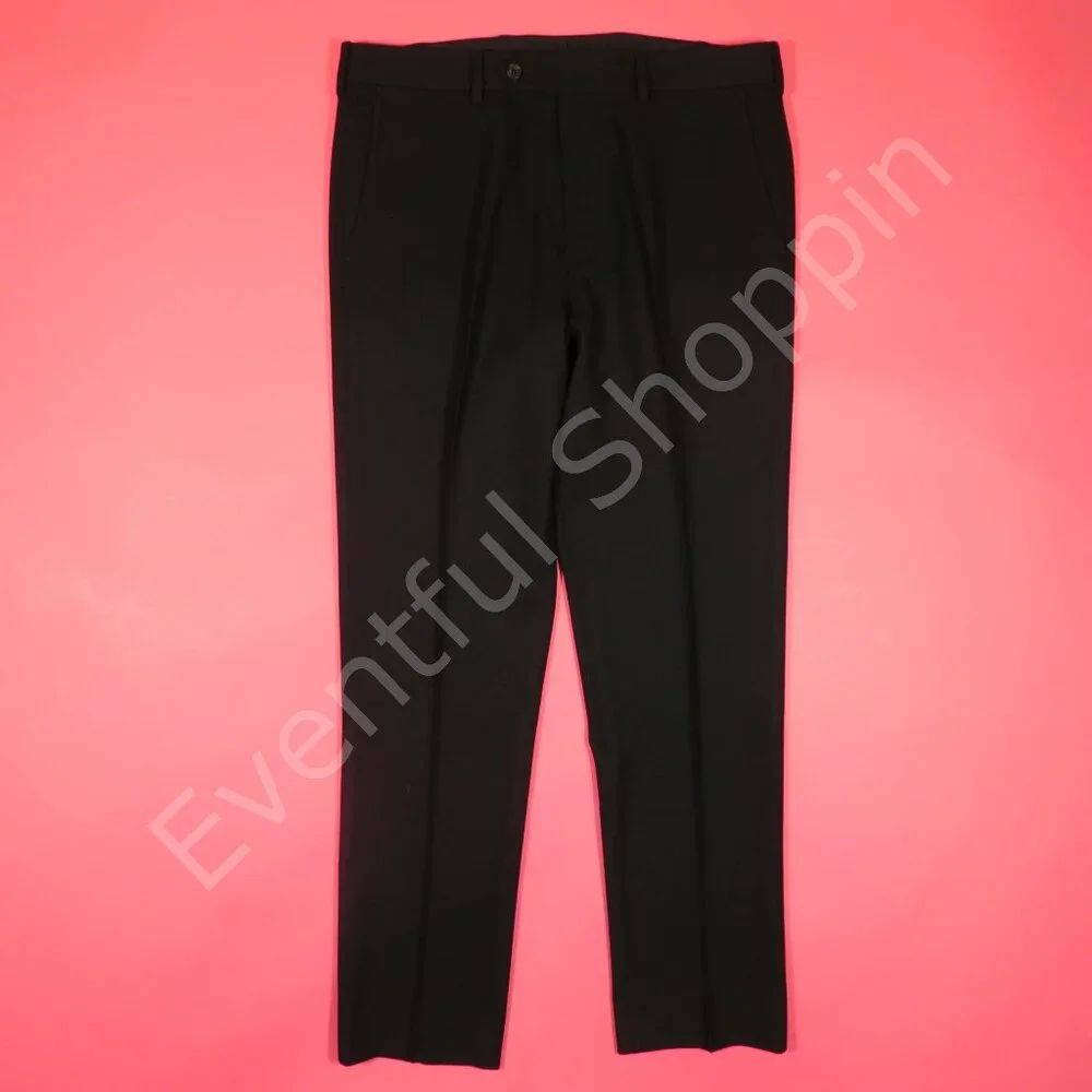 Brooks Brothers Suit Mens 46 Tall Black Flannel Wool Half Lined Bespoke - Picture 10 of 15